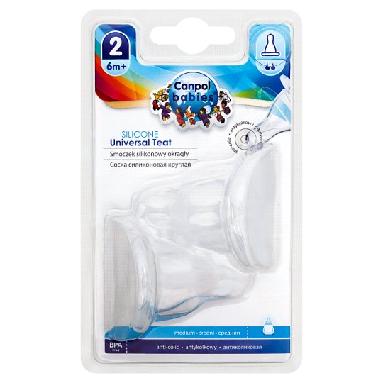 Canpol Babies Narrow-Neck Silicone Feeding Teat – MEDIUM – 6–12 months – 2 pcs