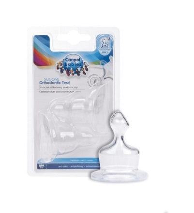 Canpol Babies Narrow-Neck Silicone Feeding Teat – MEDIUM – 6–12 months – 2 pcs