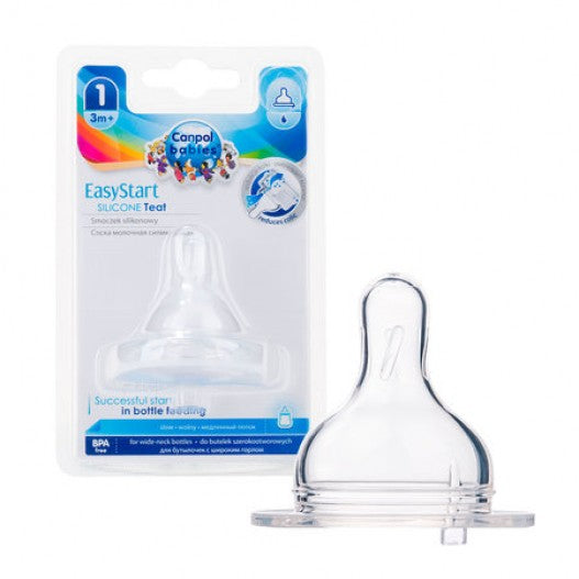 Canpol Babies EasyStart Wide-Neck Silicone Teat – SLOW – 3–6 months – 1 pc