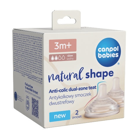 Canpol Babies Natural Shape Feeding Teat – NATURAL SHAPE – 3m+ – 2 pcs