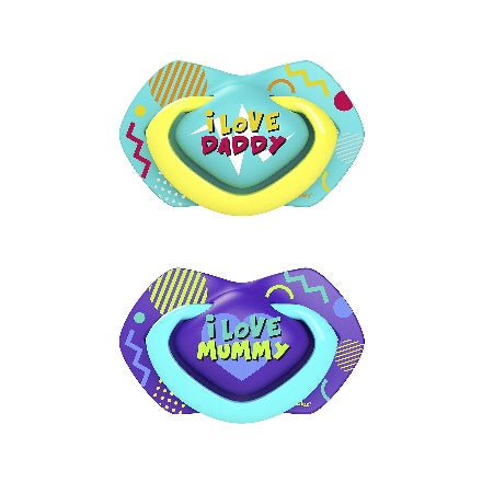 Canpol Babies Silicone Soother – NEON LOVE – 0–6 months – 2 pcs