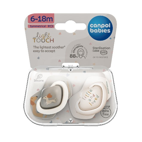Canpol Babies Silicone Soother – DOGS – 6–18 months – grey – 2 pcs