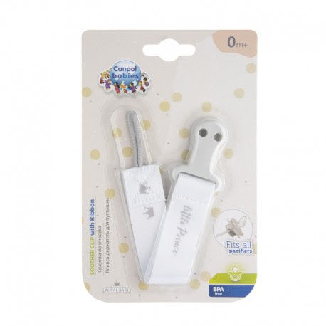 Canpol Babies Ribbon Soother Clip – ROYAL BABY – grey