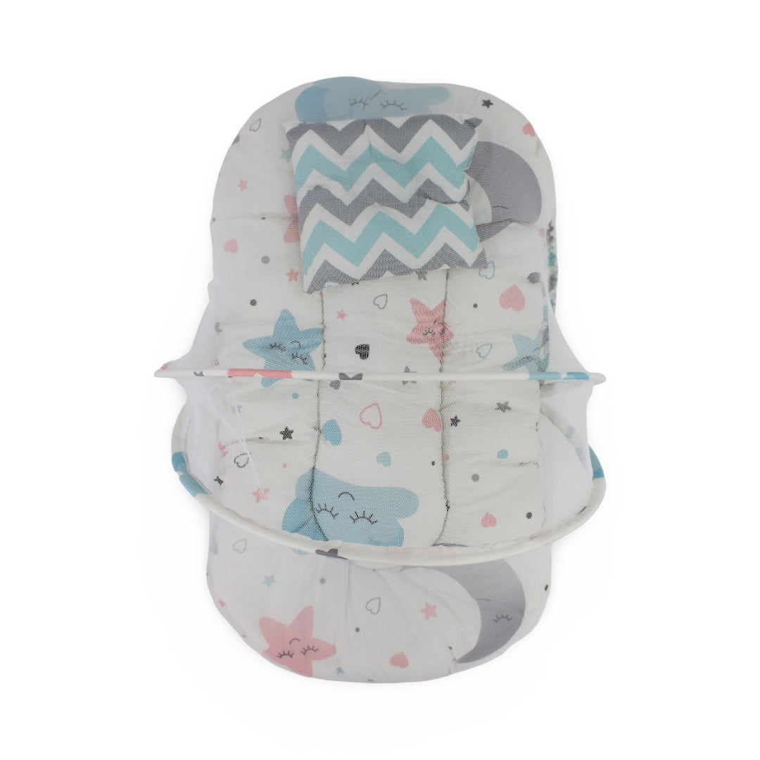 Cotton Mosquito Net – Off-White with Cloud & Stars Print