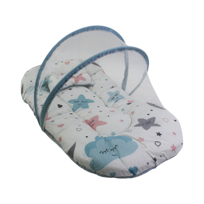 Kiddy Cotton Mosquito Net – Off-White with Star Print