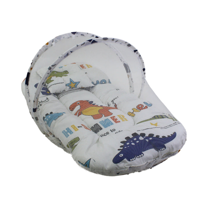 Kiddy Cotton Mosquito Net – Off-White with Dino Print