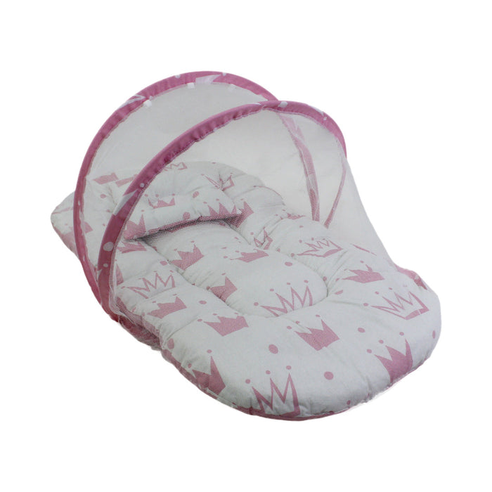 Kiddy Cotton Mosquito Net – Off-White with Crowns Print