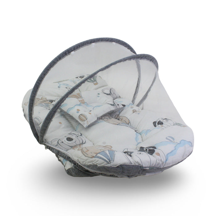 Cotton Mosquito Net – Off-White with Hot Air Balloon Print
